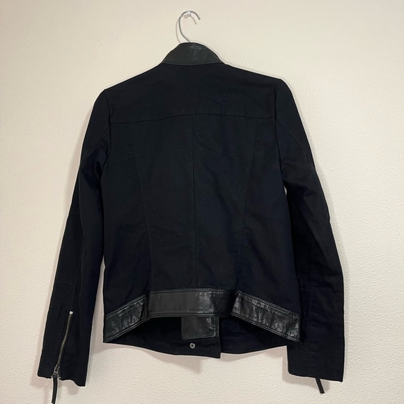Lucky Brand Leather Canvas Black Full Zip Moto Jacket Size S - Picture 6 of 6